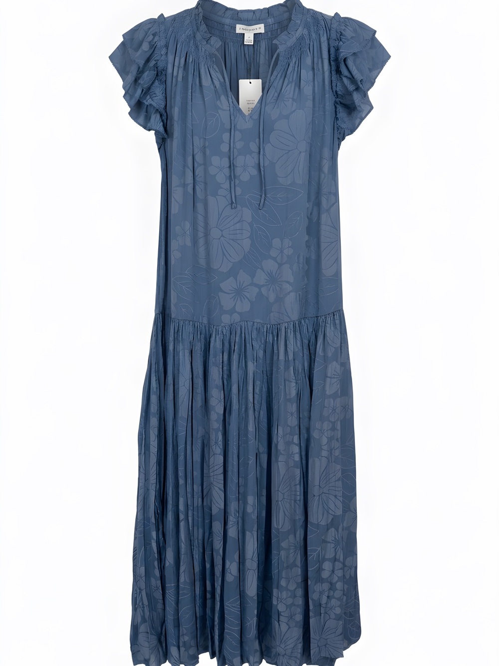 Current air-Blue Floral Cotton Midi Dress, size M